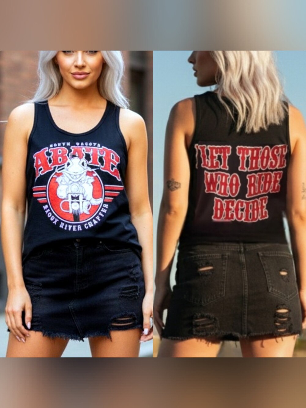 Vtg blk South Dakota let those who ride decide abate fish graphic tank L unisex